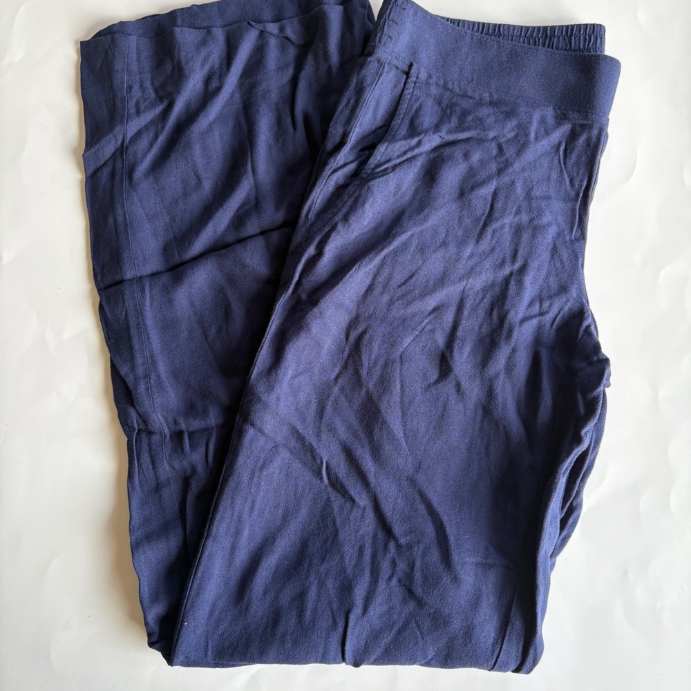 Lilly Pulitzer Navy Blue 100% Cotton Wide Leg Elastic Waist Pants Small SAMPLE
